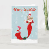 Mermaid Merry-kerstbellen Feestdagen Kaart (Voorkant)