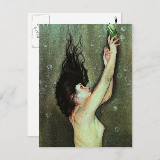 Mermaid message in a fles Briefkaart (Voorkant / Achterkant)