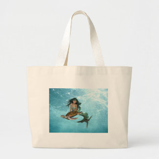 Mermaid met Zee Turtle Budget Canvas tas