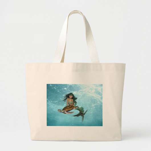 Mermaid met Zee Turtle Budget Canvas tas (Voorkant)
