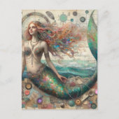 Mermaid Mixed Media Collage Briefkaart (Voorkant)