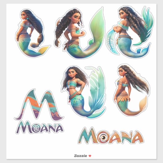 Mermaid Moana Adventures Vinyl Sticker op maat (Vel)