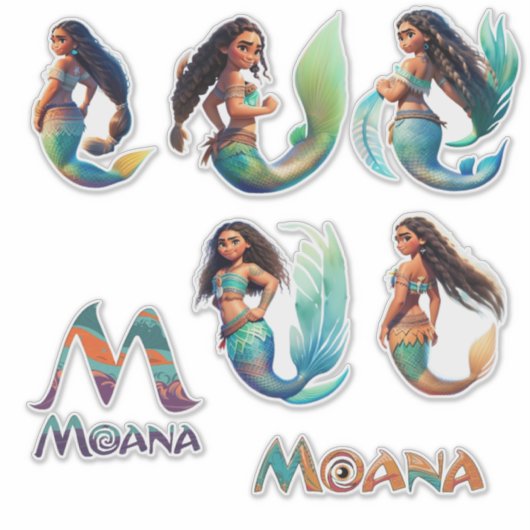 Mermaid Moana Adventures Vinyl Sticker op maat (Voorkant)
