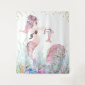Mermaid Moeder Baby Shower Achtergrond Banners Wandkleed (Voorkant)