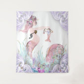 Mermaid Moeder Baby Shower Achtergrond Banners Wandkleed (Voorkant)