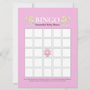 Mermaid Moeder Baby Shower Roze Witte Bingo Kaart