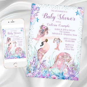 Mermaid Moeder Baby Shower Uitnodigingen