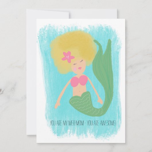 Mermaid Moederdag 90s Disco Moeder Kaart (Voorkant)