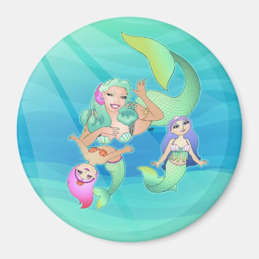 Mermaid Mommy and Daughters Magnet (Voorkant)