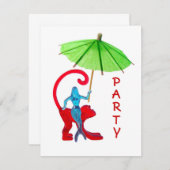 Mermaid Monkey Party nodigt uit Kaart (Voorkant / Achterkant)