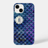 Mermaid Monogram Blue en Paarse iPhone 14 Hoesjes iPhone Hoesje (Achterkant)