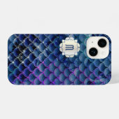 Mermaid Monogram Blue en Paarse iPhone 14 Hoesjes iPhone Hoesje (Achterkant horizontaal)