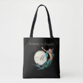 Mermaid Monogram Elegant Black Tote Bag (Voorkant)
