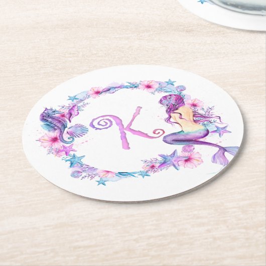 Mermaid Monogram K Onderzetter (Gebogen)