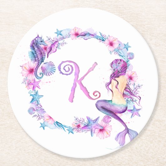 Mermaid Monogram K Onderzetter (Voorkant)