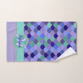 Mermaid Monogram + Naam | Aqua Blauwgroen Paars bl Bad Handdoek (Handdoek)