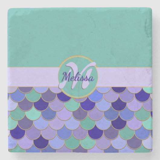 🧜‍♀️ 🌊 Mermaid Monogram Onderzetter (Voorkant)