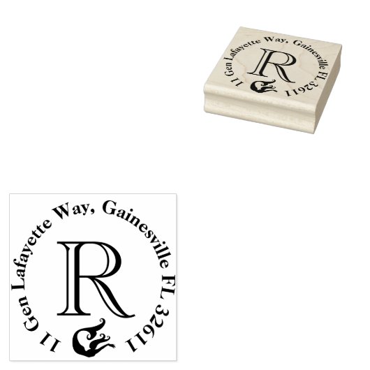 Mermaid Monogram Return-adres Rubberstempel (Gestempeld)