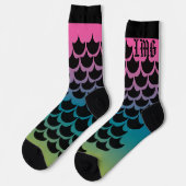 Mermaid Monogrammed Pattern Rainbow Socks Sokken (Links)