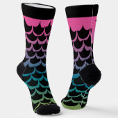 Mermaid Monogrammed Pattern Rainbow Socks Sokken (Gebogen)