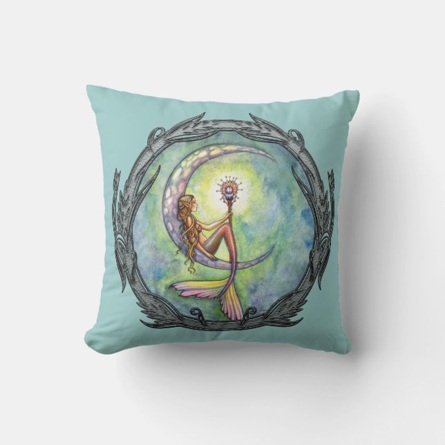 Mermaid Moon Fantasy Art Kussensloop Kussen (Voorkant)