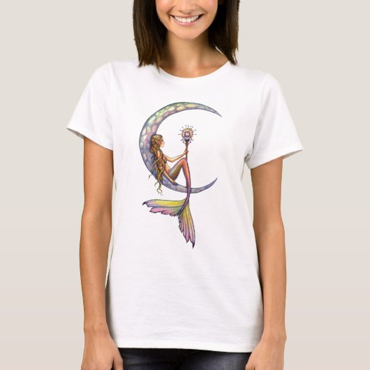 Mermaid Moon Fantasy Art Top Met Lage Hals (Voorkant)