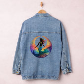 Mermaid Moon Goddess Silhouette | Colorful Graphic Denim Jacket (Hangar)