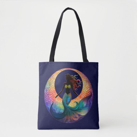 Mermaid Moon Goddess Silhouette | Deep Sea Beach Tote Bag (Voorkant)
