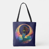 Mermaid Moon Goddess Silhouette | Deep Sea Beach Tote Bag (Achterkant)
