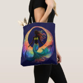 Mermaid Moon Goddess Silhouette | Deep Sea Beach Tote Bag (Dichtbij)