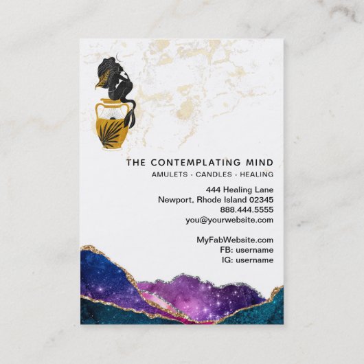 *~* Mermaid Moon Mystic Agate Galaxy Visitekaartje (Achterkant)