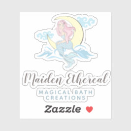Mermaid Moon Mystical Pink Hair Zee Siren Logo Sticker