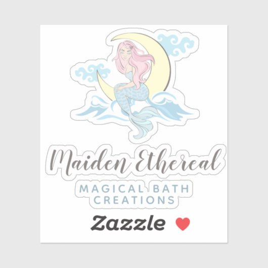 Mermaid Moon Mystical Pink Hair Zee Siren Logo Sticker (Vel)