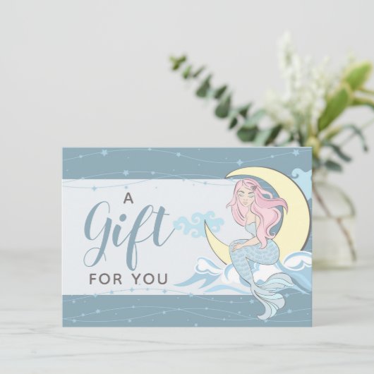 Mermaid Moon Stars Mystical Gift Certificate Kaart (Staand voorkant)