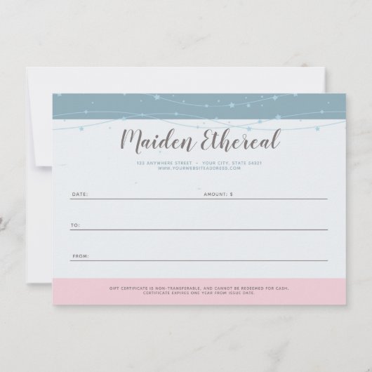 Mermaid Moon Stars Mystical Gift Certificate Kaart (Achterkant)