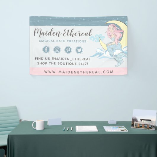 Mermaid Moon & Stars Mystical Pink Hair Zee Siren Spandoek (Beurs)