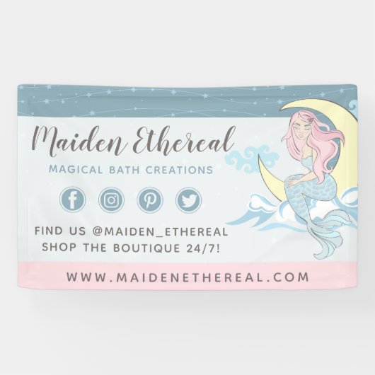 Mermaid Moon & Stars Mystical Pink Hair Zee Siren Spandoek (Horizontaal)