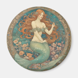 Mermaid Mucha Style Magnet