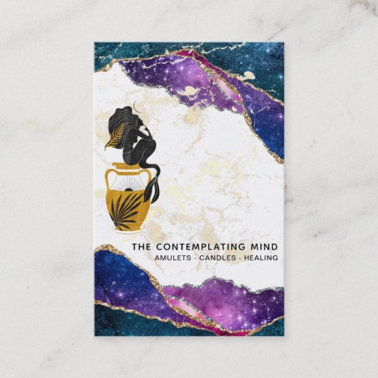 *~* Mermaid Mystic Agate Galaxy Moon Visitekaartje (Voorkant)