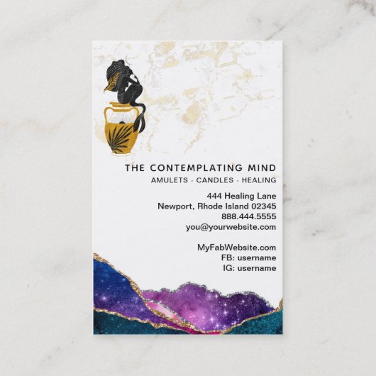 *~* Mermaid Mystic Agate Galaxy Moon Visitekaartje (Achterkant)