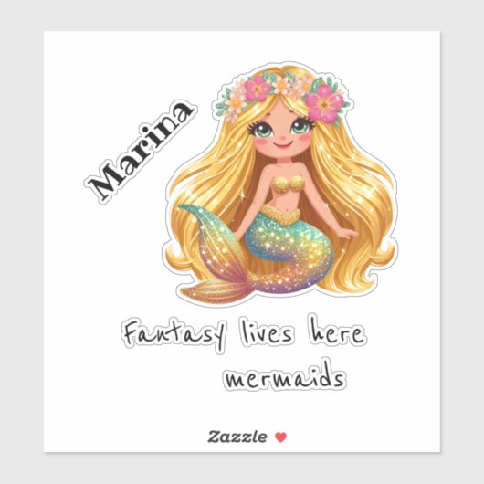 Mermaid naamstickerset op maat sticker (Vel)