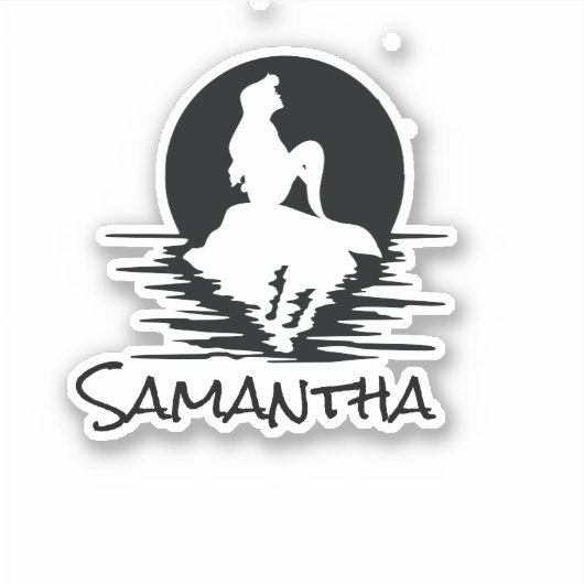 Mermaid Name Black silhouette Sticker (Voorkant)