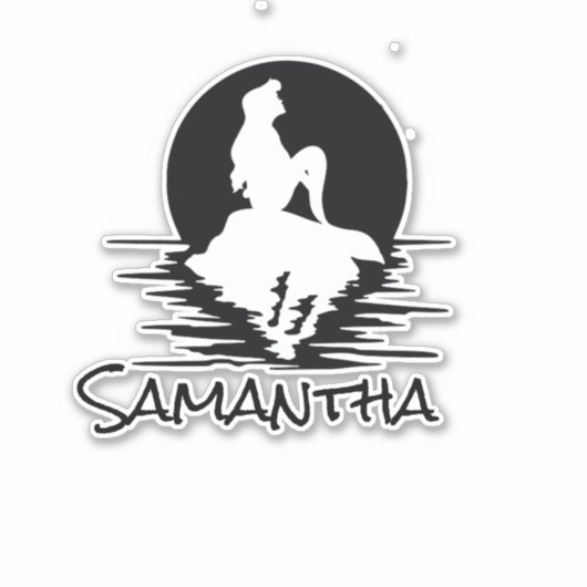 Mermaid Name Black silhouette Sticker (Voorkant)