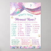 Mermaid Name Game Pastel Ocean Girl Poster (Voorkant)