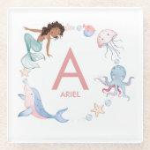 Mermaid Name Glass Onderzetter Glazen Onderzetter (Voorkant)