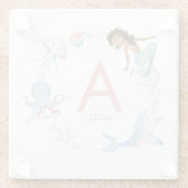 Mermaid Name Glass Onderzetter Glazen Onderzetter (Achterkant)