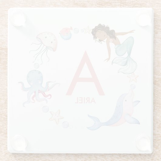 Mermaid Name Glass Onderzetter Glazen Onderzetter (Achterkant)