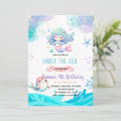 Mermaid Narwhal uitnodiging (Staand voorkant)