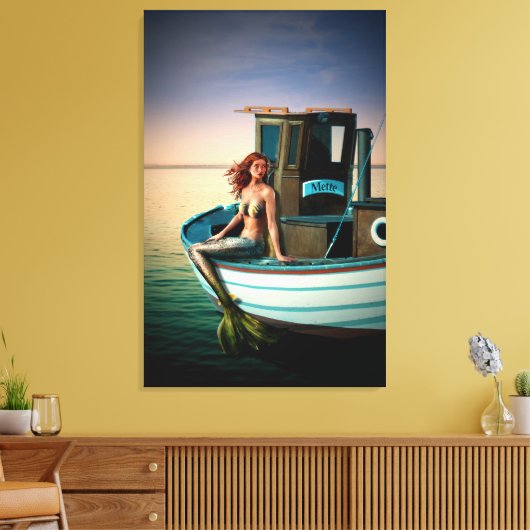 MERMAID NAUTICAL ART PRINT STRETCHED CANVAS (Insitu (Woonkamer))