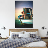 MERMAID NAUTICAL ART PRINT STRETCHED CANVAS (Insitu (Slaapkamer))